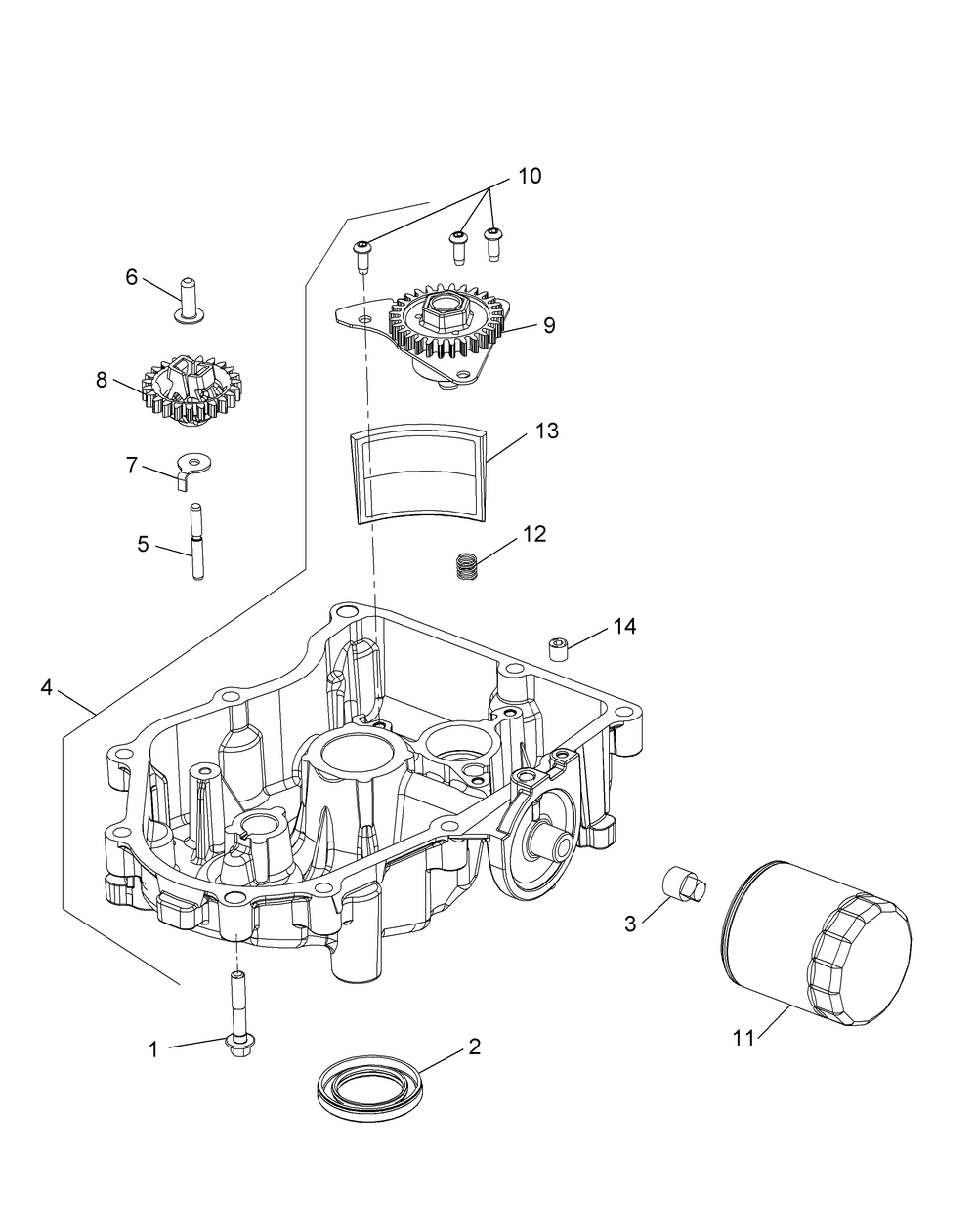Kohler Zt730-3011 Oil Pan And Lubrication Diagram and Parts List for Z-FORCELZ48 (53ATDAGB-53ATDAGB050)(2015) Cub Cadet Lawn Tractor